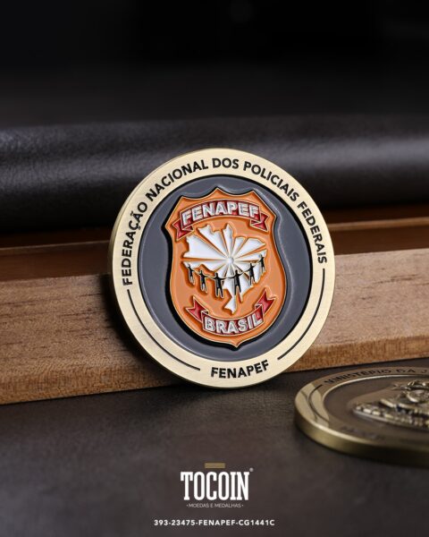 Moeda corporativa personalizada (challenge coin) – presente para funcionários e empresas – 393-23475-FENAPEF-CG1441C