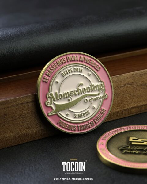 Moeda corporativa personalizada (challenge coin) – presente para funcionários e empresas – 290-19010-SIMEDUC-02280C