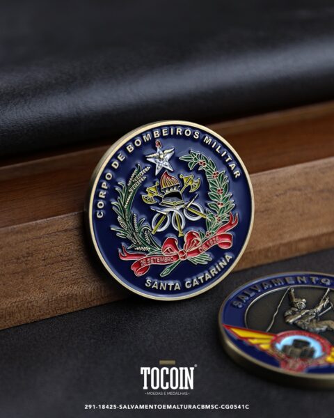 Moeda militar personalizada – challenge coin – 291-18425-SALVAMENTOEMALTURACBMSC-CG0541C