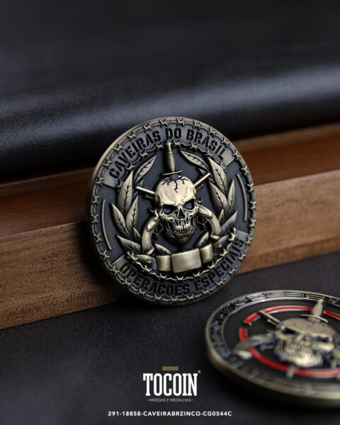 Moeda militar personalizada – challenge coin – 291-18858-CAVEIRABRZINCO-CG0544C