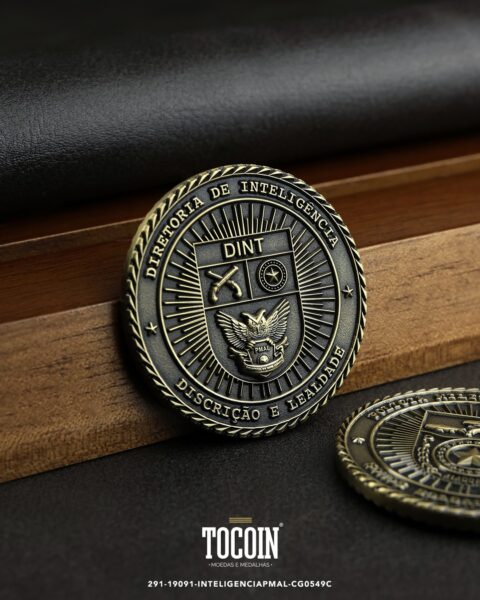 Moeda militar personalizada – challenge coin – 291-19091-INTELIGENCIAPMAL-CG0549C
