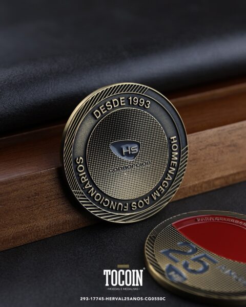 Moeda corporativa personalizada (challenge coin) – presente para funcionários e empresas – 293-17745-HERVAL25ANOS-CG0550C