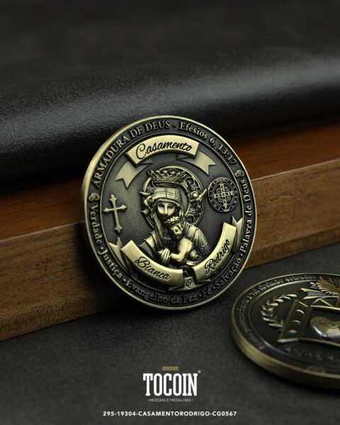 Moeda corporativa personalizada (challenge coin) – presente para funcionários e empresas – 295-19304-CASAMENTORODRIGO-CG0567