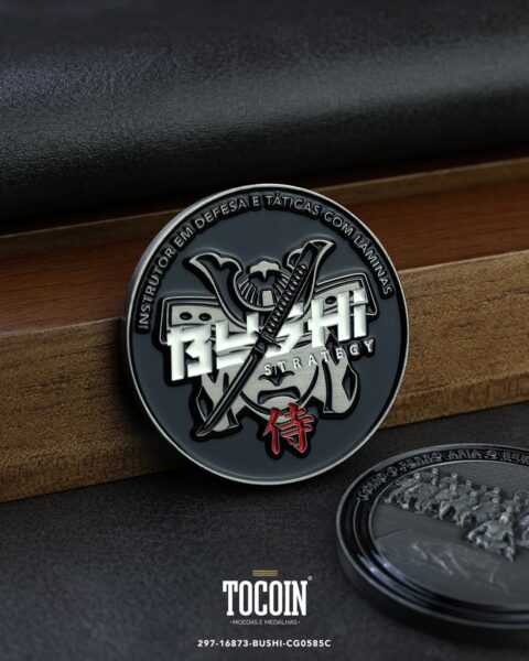 Moeda corporativa personalizada (challenge coin) – presente para funcionários e empresas – 297-16873-BUSHI-CG0585C