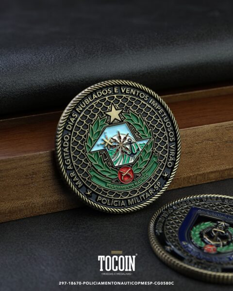 Moeda militar personalizada – challenge coin – 297-18670-POLICIAMENTONAUTICOPMESP-CG0580C