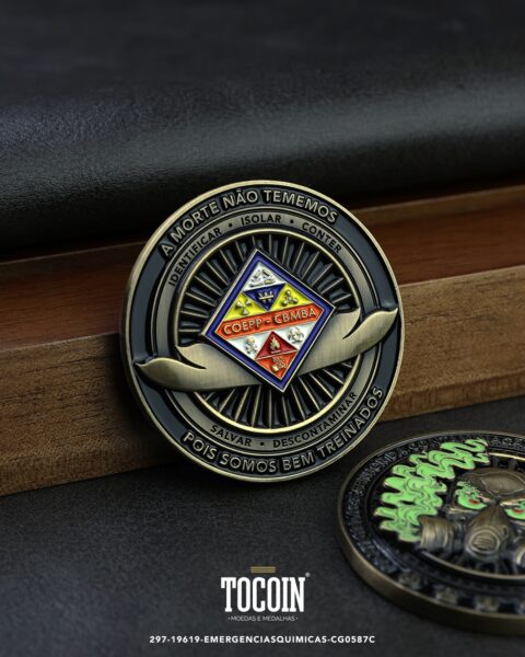Moeda militar personalizada – challenge coin – 297-19619-EMERGENCIASQUIMICAS-CG0587C