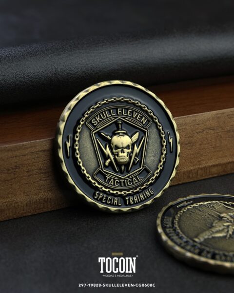 Moeda corporativa personalizada (challenge coin) – presente para funcionários e empresas – 297-19828-SKULLELEVEN-CG0608C