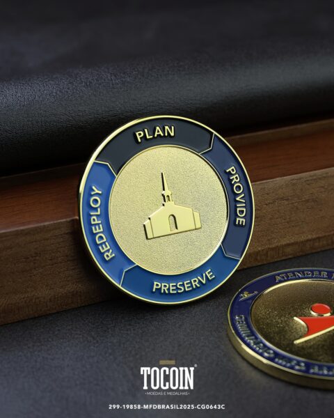 Moeda corporativa personalizada (challenge coin) – presente para funcionários e empresas – 299-19858-MFDBRASIL2025-CG0643C