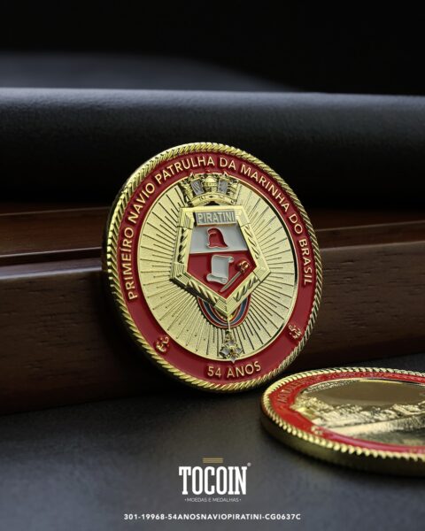 Moeda militar personalizada – challenge coin – 301-19968-54ANOSNAVIOPIRATINI-CG0637C