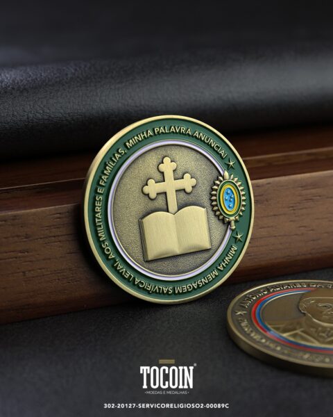 Moeda militar personalizada – challenge coin – 302-20127-SERVICORELIGIOSO2-00089C