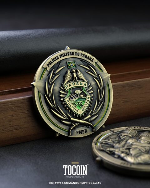 Moeda militar personalizada – challenge coin – 303-19941-COMANDOPMPR-CG0641C
