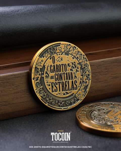 Moeda corporativa personalizada (challenge coin) – presente para funcionários e empresas – 303-20075-OGAROTOQUECONTAVAESTRELAS-CG0678C