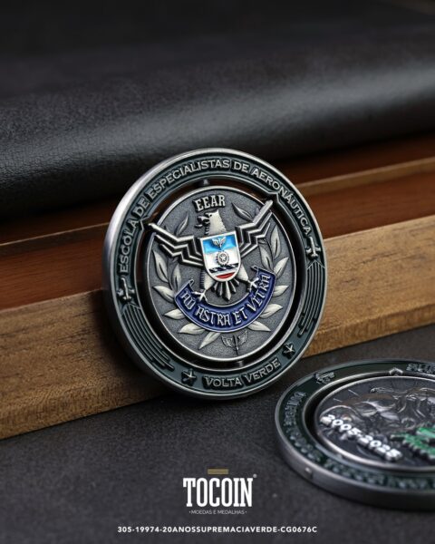 Moeda militar personalizada – challenge coin – 305-19974-20ANOSSUPREMACIAVERDE-CG0676C