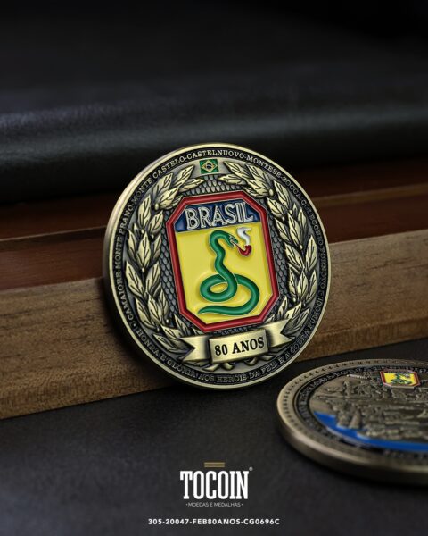 Moeda militar personalizada – challenge coin – 305-20047-FEB80ANOS-CG0696C