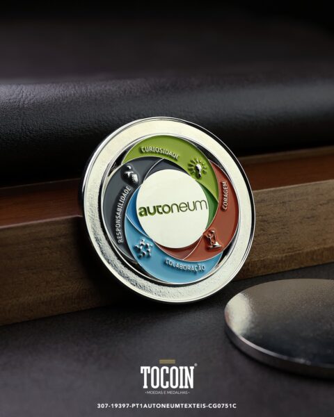 Moeda corporativa personalizada (challenge coin) – presente para funcionários e empresas – 307-19397-PT1AUTONEUMTEXTEIS-CG0751C