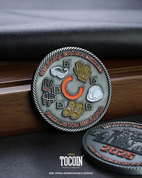 Moeda corporativa personalizada (challenge coin) – presente para funcionários e empresas – 308-19906-KONECRANES-02354C