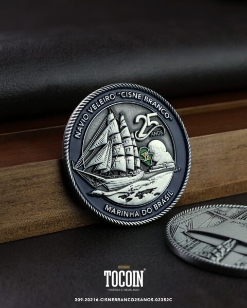 Moeda militar personalizada – challenge coin – 309-20216-CISNEBRANCO25ANOS-02352C