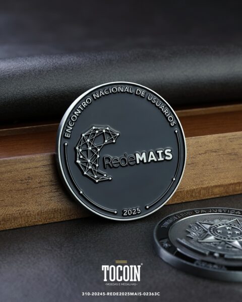 Moeda corporativa personalizada (challenge coin) – presente para funcionários e empresas – 310-20245-REDE2025MAIS-02363C