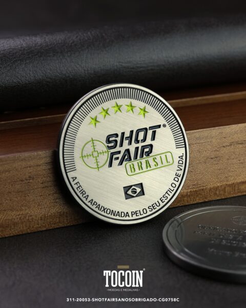 Moeda corporativa personalizada (challenge coin) – presente para funcionários e empresas – 311-20053-SHOTFAIR5ANOSOBRIGADO-CG0758C