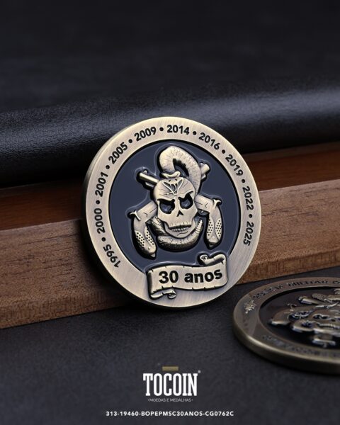 Moeda militar personalizada – challenge coin – 313-19460-BOPEPMSC30ANOS-CG0762C