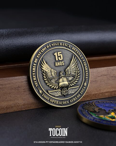 Moeda militar personalizada – challenge coin – 314-20328-PT1OPAEREASRO15ANOS-02371C