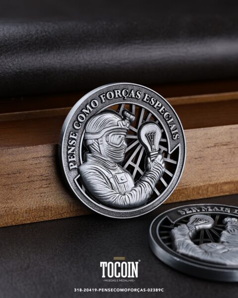 Moeda corporativa personalizada (challenge coin) – presente para funcionários e empresas – 318-20419-PENSECOMOFORÇAS-02389C