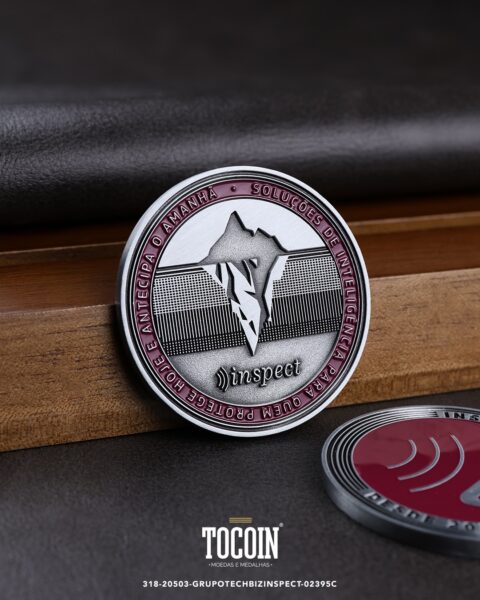 Moeda corporativa personalizada (challenge coin) – presente para funcionários e empresas – 318-20503-GRUPOTECHBIZINSPECT-02395C