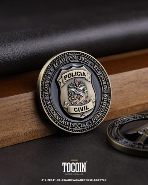 Moeda militar personalizada – challenge coin – 319-20141-DELEGADOSACADEPOLSC-CG0796C