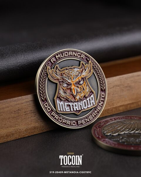 Moeda corporativa personalizada (challenge coin) – presente para funcionários e empresas – 319-20409-METANOIA-CG0789C