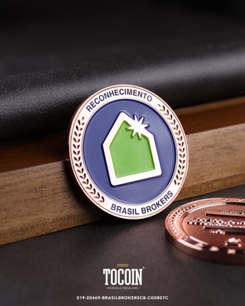 Moeda corporativa personalizada (challenge coin) – presente para funcionários e empresas – 319-20469-BRASILBROKERSCB-CG0807C