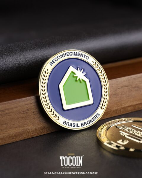 Moeda corporativa personalizada (challenge coin) – presente para funcionários e empresas – 319-20469-BRASILBROKERSOB-CG0805C