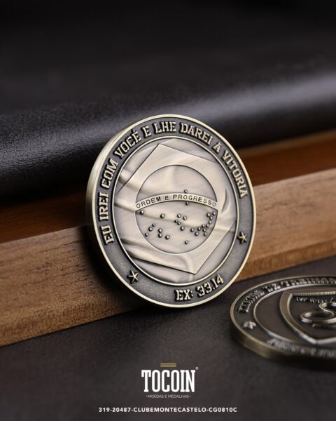 Moeda corporativa personalizada (challenge coin) – presente para funcionários e empresas – 319-20487-CLUBEMONTECASTELO-CG0810C