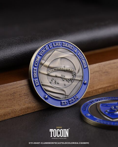 Moeda corporativa personalizada (challenge coin) – presente para funcionários e empresas – 319-20487-CLUBEMONTECASTELOCOLORIDA-CG0809C